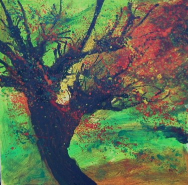 Ζωγραφική με τίτλο "Autumn Tree" από Barbara Craig, Αυθεντικά έργα τέχνης, Ακρυλικό