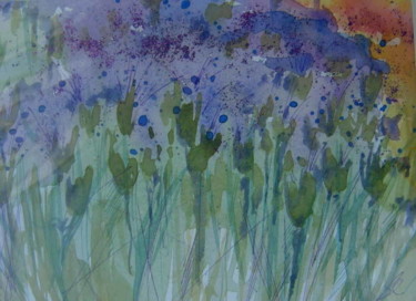 Peinture intitulée "Cornflowers" par Barbara Craig, Œuvre d'art originale, Aquarelle