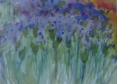 Painting titled "Cornflowers" by Barbara Craig, Original Artwork, Watercolor