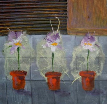 Картина под названием "Behind the potting…" - Barbara Craig, Подлинное произведение искусства, Акрил