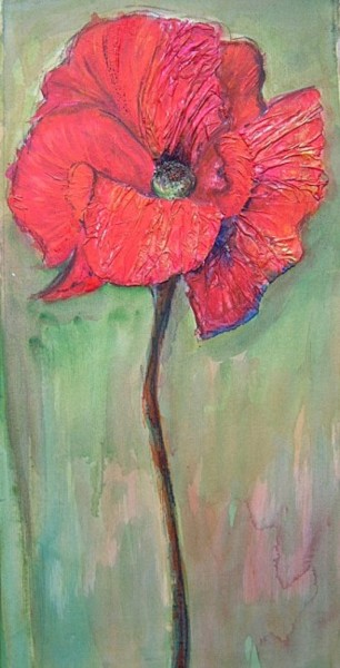 Painting titled "Tall Poppy" by Barbara Craig, Original Artwork, Oil