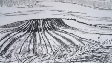 Painting titled "The Hill (charcoal)" by Barbara Craig, Original Artwork, Other