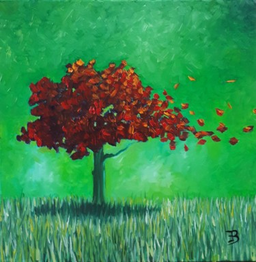 Peinture intitulée "Arbre d'automne" par Barbara Eckgold, Œuvre d'art originale, Huile