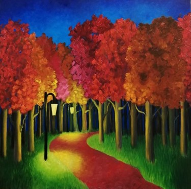 Peinture intitulée "Promenade en forêt" par Barbara Eckgold, Œuvre d'art originale, Huile