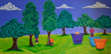 Pintura titulada "Jardin d'enfants" por Barbara Eckgold, Obra de arte original, Acrílico