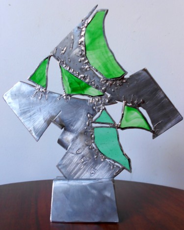 Sculpture titled "Fusion d espoir" by Barbara Hay (Alchimik of Love), Original Artwork, Metals