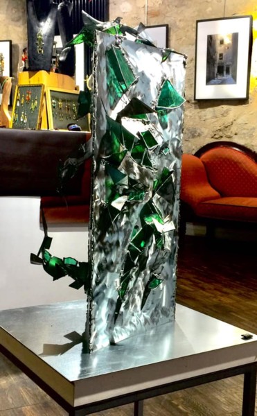 Sculpture titled "Green Fusion" by Barbara Hay (Alchimik of Love), Original Artwork, Metals