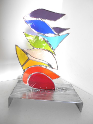 Skulptur mit dem Titel "harmony chakras" von Barbara Hay (Alchimik of Love), Original-Kunstwerk, Edelstahl