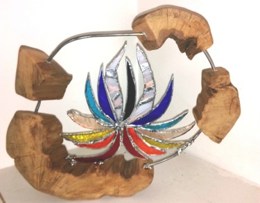 Sculpture titled "Harmony Lotus" by Barbara Hay (Alchimik of Love), Original Artwork, Glass