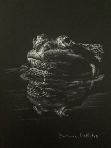 Рисунок под названием "Frog" - Barbara Labutis, Подлинное произведение искусства, Древесный уголь