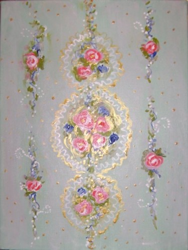 Painting titled "Rococo roses" by Barbara Rodriguez, Original Artwork, Oil