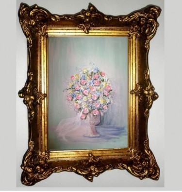 Painting titled "Bouquet of roses (e…" by Barbara Rodriguez, Original Artwork, Oil
