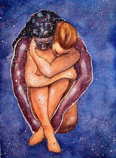 Painting titled "In the void we are…" by Barbara Carretta (Barbarasoulart), Original Artwork, Watercolor