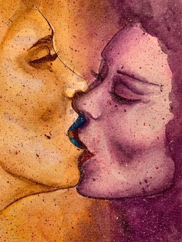 Painting titled "in the lips" by Barbara Carretta (Barbarasoulart), Original Artwork, Watercolor