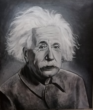 Painting titled "Einstein" by Mário Luz, Original Artwork, Acrylic