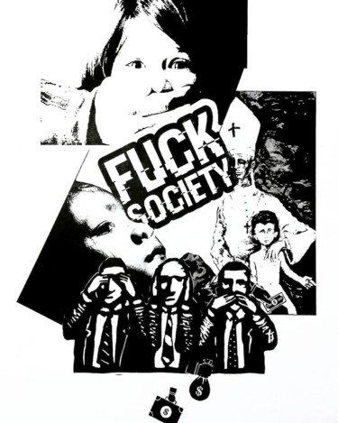 Colagens intitulada "Fuck Society" por Bárbara Frátis, Obras de arte originais, Colagens