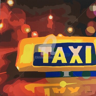 Painting titled "Yellow Cab.jpeg" by Adri Barbieux, Original Artwork, Acrylic Mounted on Wood Panel