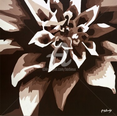 Painting titled "Black and White Flo…" by Adri Barbieux, Original Artwork, Acrylic