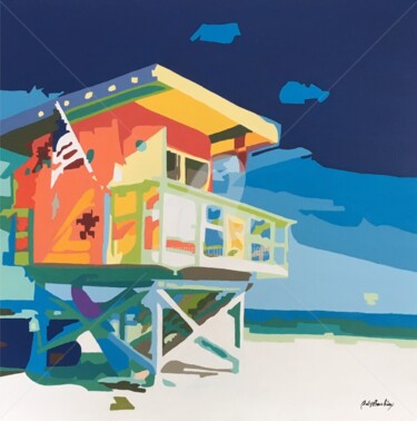 Painting titled "Pop Miami Beach.jpg" by Adri Barbieux, Original Artwork, Acrylic Mounted on Wood Panel