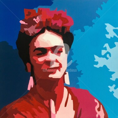 Картина под названием "Frida Kahlo" - Adri Barbieux, Подлинное произведение искусства, Акрил Установлен на Деревянная панель