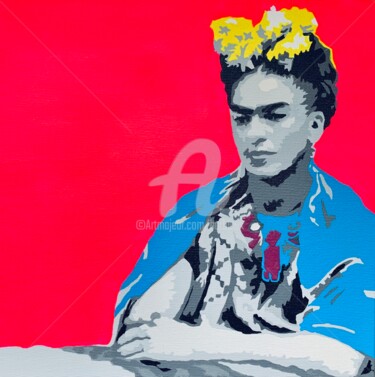 Painting titled "Frida Kahlo Pop" by Adri Barbieux, Original Artwork, Acrylic Mounted on Wood Panel