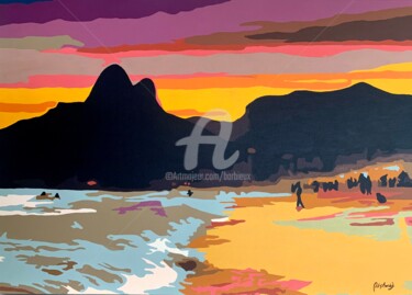 Pintura intitulada "Sunset from Arpoado…" por Adri Barbieux, Obras de arte originais, Acrílico