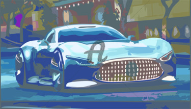 Painting titled "Car Lover" by Adri Barbieux, Original Artwork, Acrylic