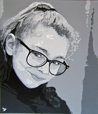Painting titled "PORTRAIT jeune fille" by Ado, Original Artwork, Acrylic