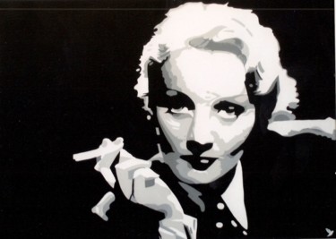Painting titled ""  MARLEN DIETRICH…" by Ado, Original Artwork, Acrylic Mounted on Wood Stretcher frame
