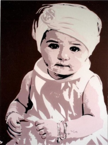 Peinture intitulée "PORTRAIT D'ENFANT" par Ado, Œuvre d'art originale, Acrylique