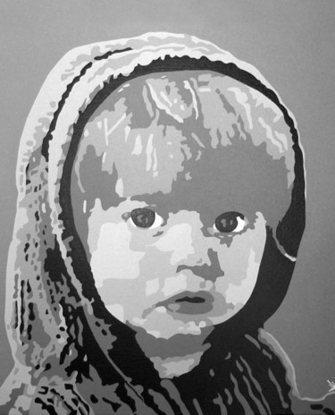 Malerei mit dem Titel "PORTRAIT ENFANT" von Ado, Original-Kunstwerk, Acryl
