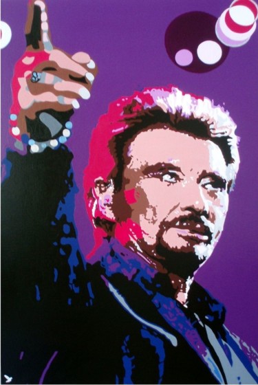 Schilderij getiteld "JOHNNY HALLYDAY…" door Ado, Origineel Kunstwerk, Acryl