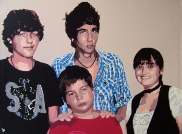 Peinture intitulée "" EN FAMILLE "" par Ado, Œuvre d'art originale, Acrylique