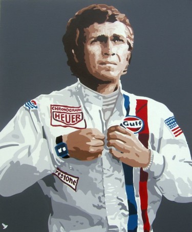 Painting titled "STEVE MCQUEEN " LE…" by Ado, Original Artwork, Acrylic Mounted on Wood Stretcher frame