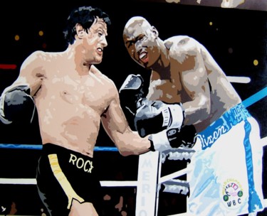 Painting titled "ROCKY BALBOA" by Ado, Original Artwork, Acrylic Mounted on Wood Stretcher frame