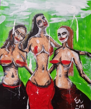Painting titled "Trio" by Barbora Fabova, Original Artwork, Acrylic