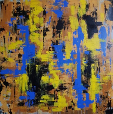 Peinture intitulée "Yellow - Blue" par Barbora Fabova, Œuvre d'art originale, Acrylique
