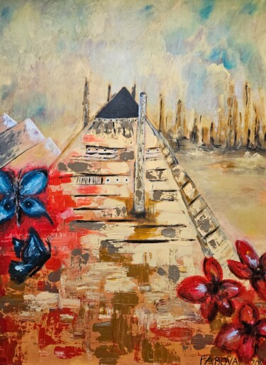 Malerei mit dem Titel "Pyramide" von Barbora Fabova, Original-Kunstwerk, Acryl