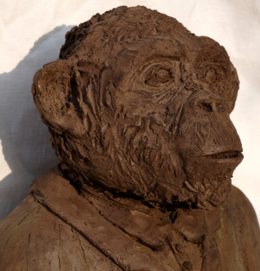 Scultura intitolato "monsieur chimpanzé" da Barbotine Ciselet, Opera d'arte originale, Ceramica