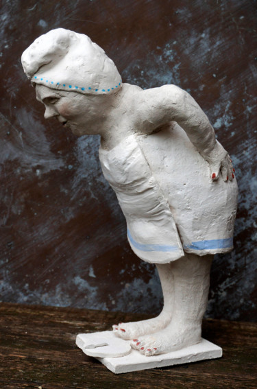 Sculpture titled "sortie de bain" by Barbotine Ciselet, Original Artwork, Terra cotta