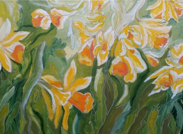 Painting titled "Les jonquilles d'An…" by Barbouilletto, Original Artwork, Acrylic