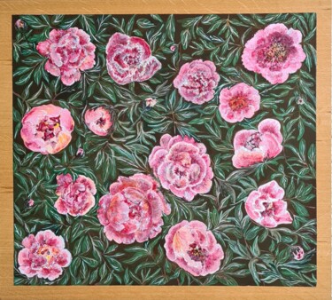 Painting titled "Swirl of Peony" by Barbouilletto, Original Artwork, Acrylic