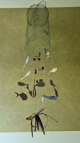 Escultura intitulada "deep-sea fish, deaf…" por Barbouilletto, Obras de arte originais, Metais