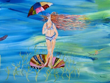 Malerei mit dem Titel "Vénus au parapluie" von Barbour, Original-Kunstwerk, Öl