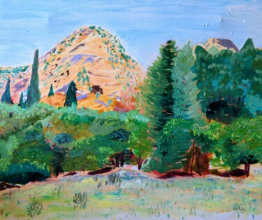 Schilderij getiteld "Les Alpilles" door Barbour, Origineel Kunstwerk, Olie