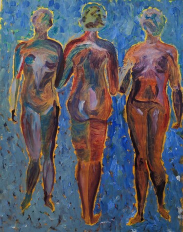 Peinture intitulée "Les 3 grâces" par Barbour, Œuvre d'art originale, Huile