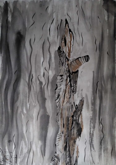 Painting titled "Incendie 1" by Barbour, Original Artwork, Ink