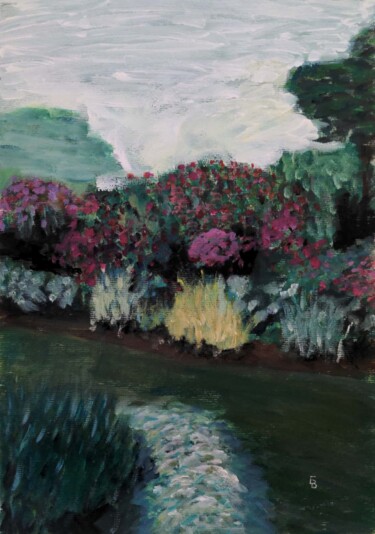 Painting titled "Jardin 1" by Barbour, Original Artwork, Acrylic