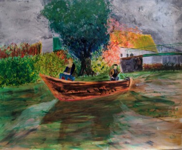 Malerei mit dem Titel "Barque" von Barbour, Original-Kunstwerk, Acryl