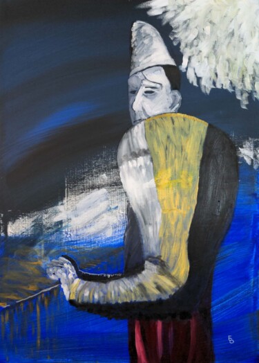 Painting titled "Pierrot" by Barbour, Original Artwork, Oil